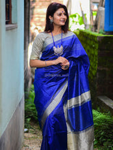 Exquisite rich look heavy banarasi royal blue saree